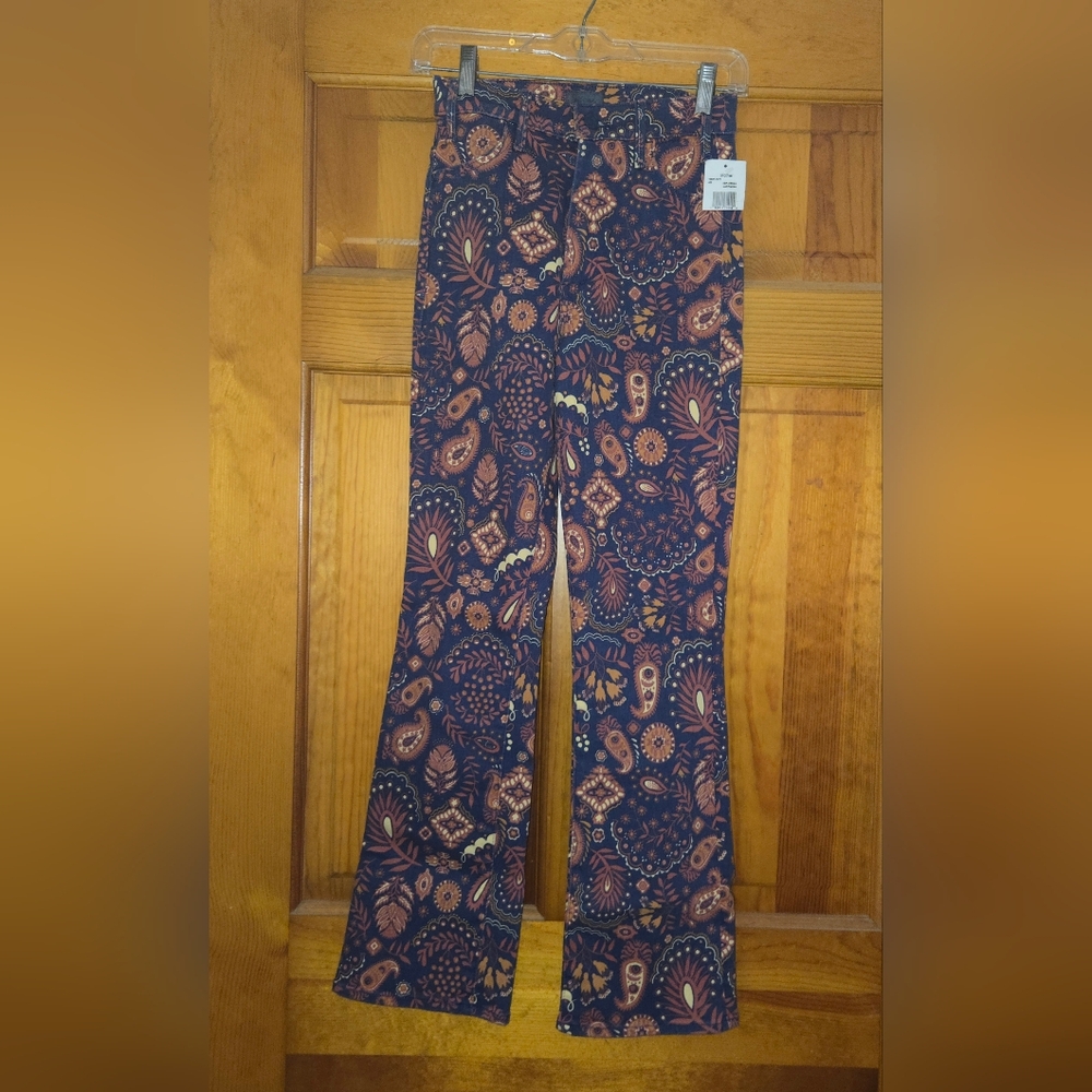 NWT MOTHER Hustler Flood Jeans in Henna Happiness Size 25 Paisley 70's Style - Picture 2 of 15